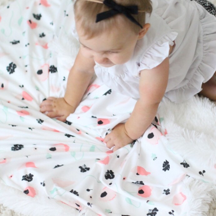 Girls Baby Blanket Stroller Blanket Security by NorthEighty