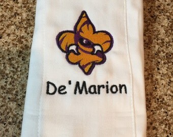 Personalized LSU Burp-Cloth. Eye of the Tiger Burp-Cloth. LSU Baby Boy Gift. Fleur De Lis Boy Burp-cloth. LSU Tigers Boy Gift. Baby Shower