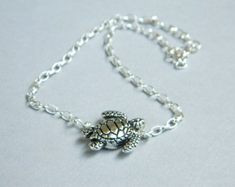 Silver Turtle Anklet. Sterling Silver Anklet. Turtle Bead. Silver Turtle Boho Jewelry Tribal Anklet. Summer Sea Vacation Sexy Anklet. Anklet