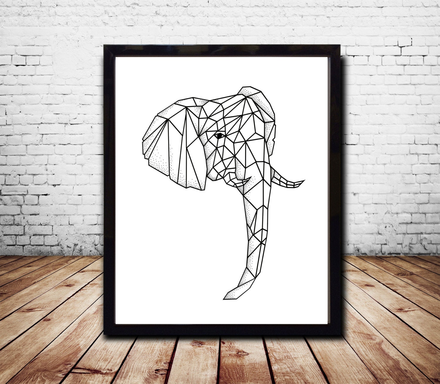 Geometric Elephant print Geometric Animal Elephant Art Wall