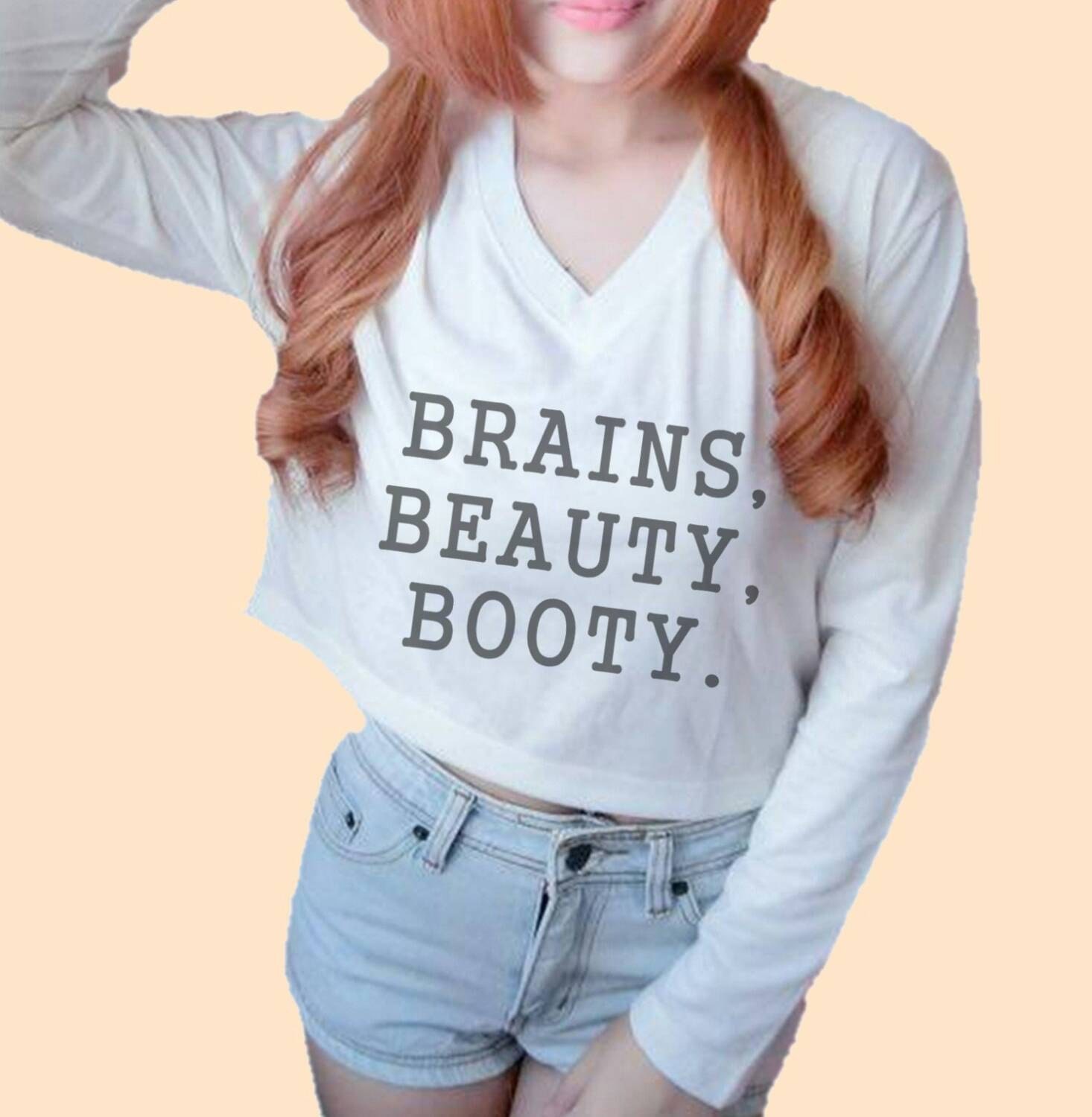 brains beauty booty shirt boohoo