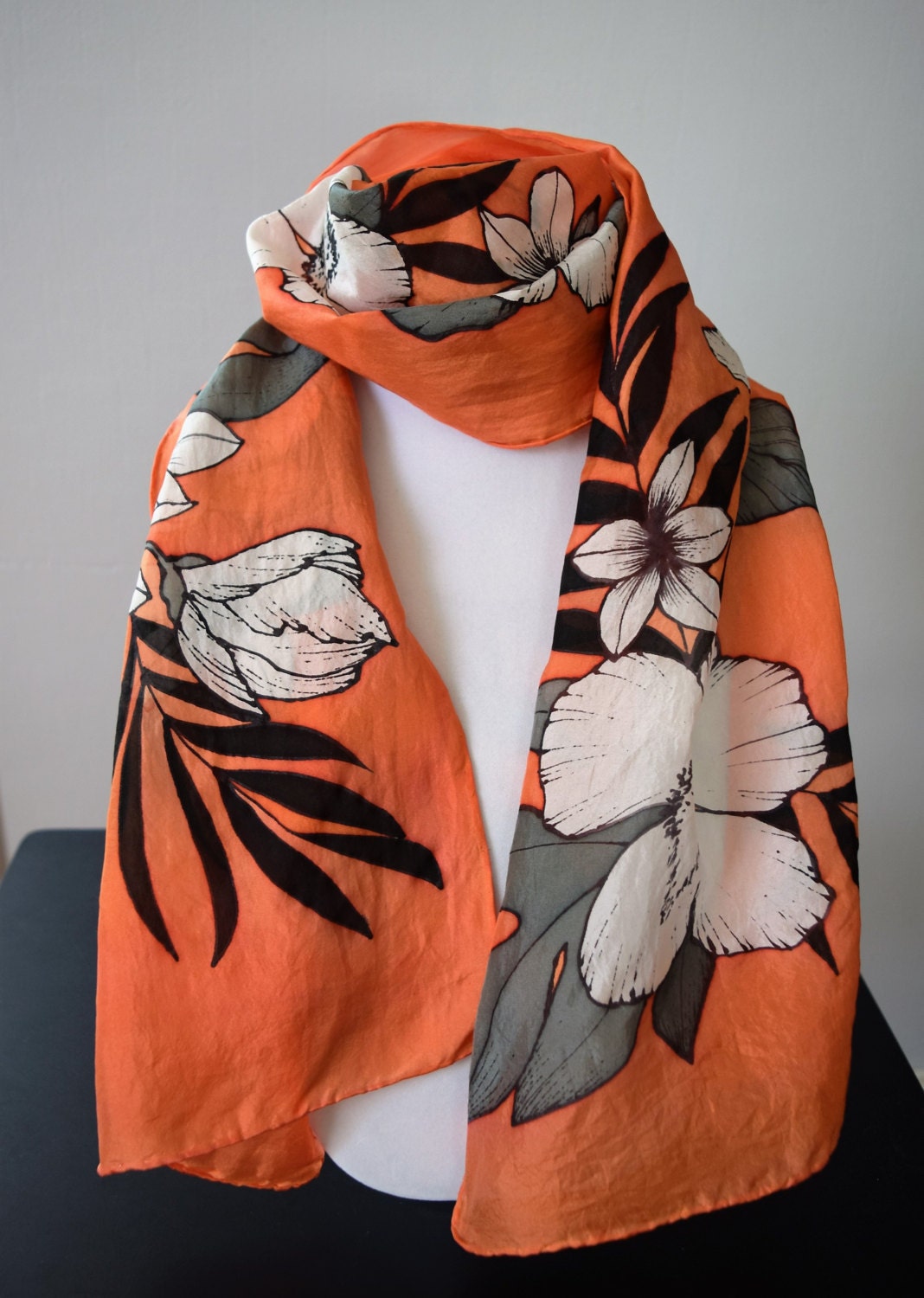 Hibiscus scarf Red Orange