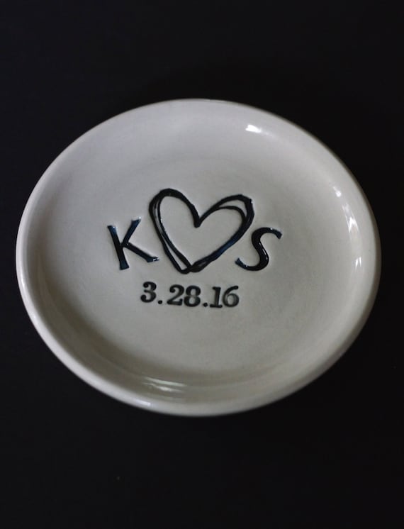 Personalized Ring Holder Wedding Gift Ring Dish by CFceramicsCo