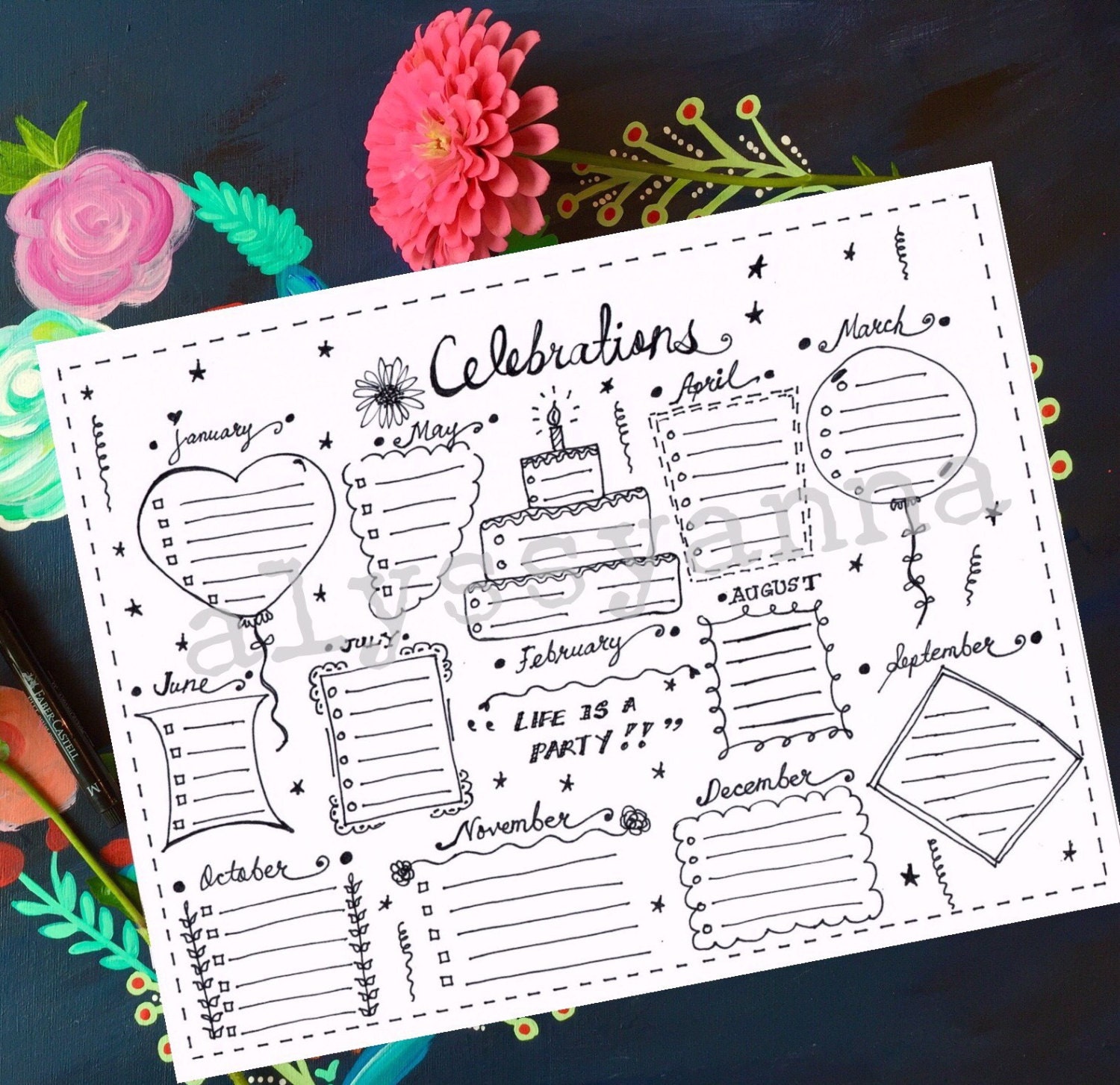 Celebration Bujo Printable Planners Bujo Journal Unique