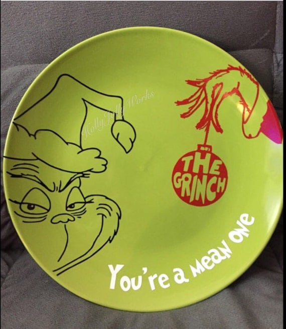 Grinch Plate Grinch The Grinch By HollyJollyWorks On Etsy