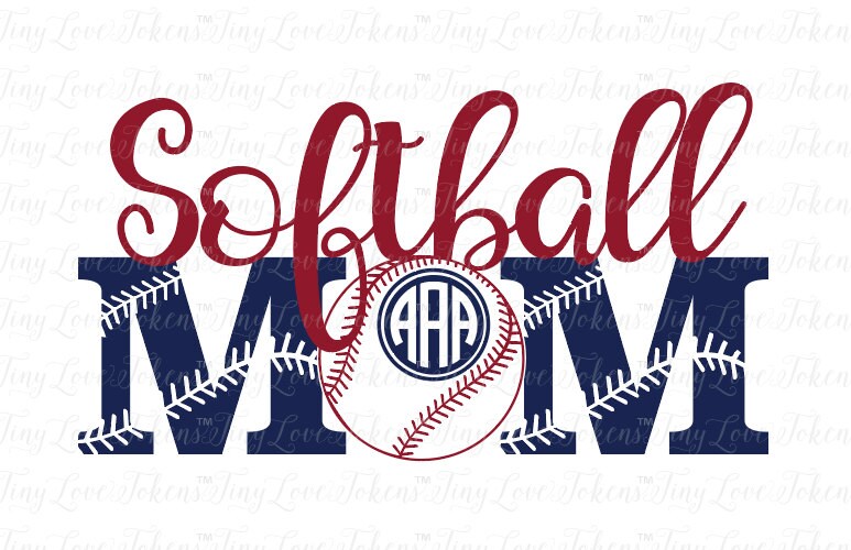 Download Softball Mom Monogram SVG Design for Silhouette and other