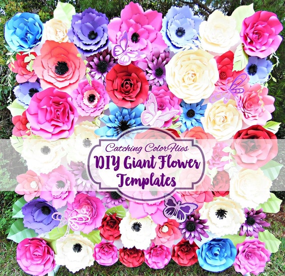 Giant Paper Flower Templates- DIY Paper Flowers- Large Flower Patterns & Tutorials- Paper Flower Wall- Flower Backdrop- Wedding backdrop