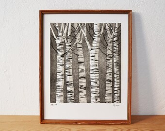 forest 3 · original linocut · Limited Edition · DIN A4