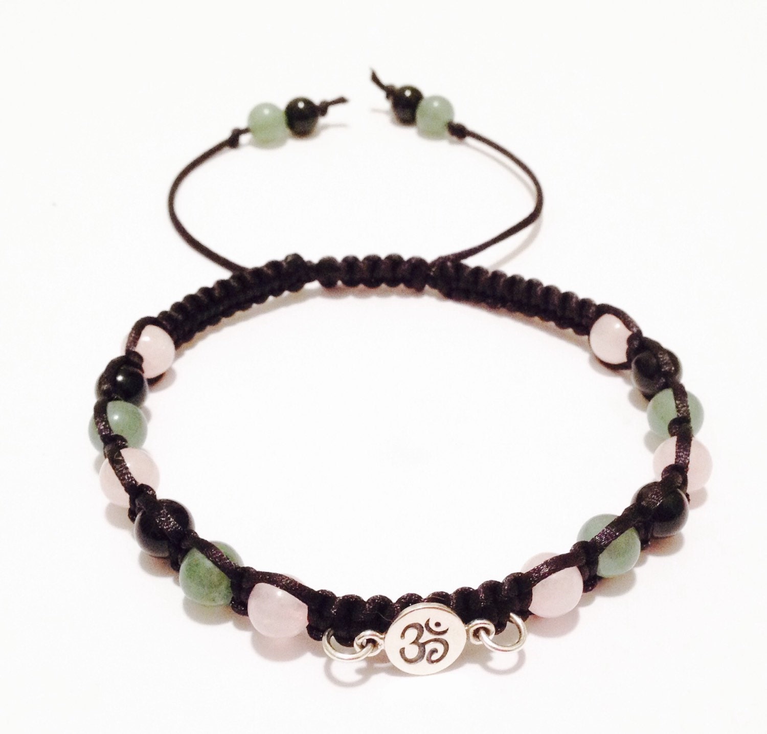 Sterling Silver Om Bracelet Gemstone Bracelet Black Onyx