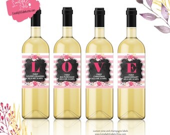 Marriage FIRSTS wine labels, Wedding Wine Labels, Wedding Gift, LOVE wine labels, Married Moments wine labels, Engagement Gift, Style 22