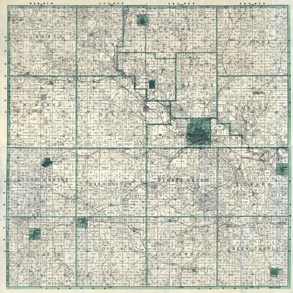 1896 Map of Marshall County Iowa Marshalltown