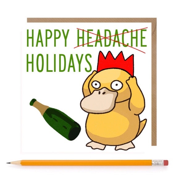 Pokemon Psyduck Christmas Greeting Card