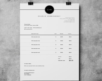 Invoice Template | Invoice Design | Receipt | MS Word Invoice template| Photoshop Invoice template | Printable Invoice