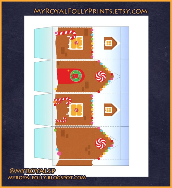 DIY Gingerbread printable treat gift candy box