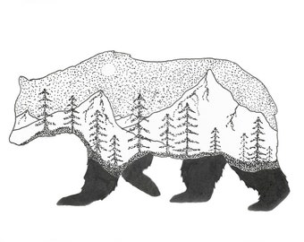 Bear illustration | Etsy