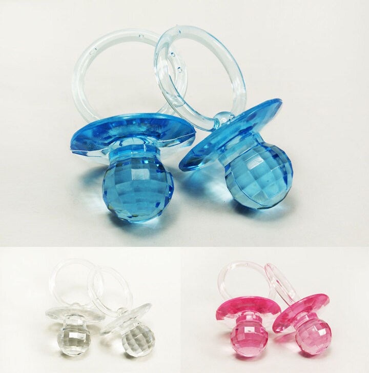 12PCS Large Plastic Diamond Cut Pacifiers Baby Shower