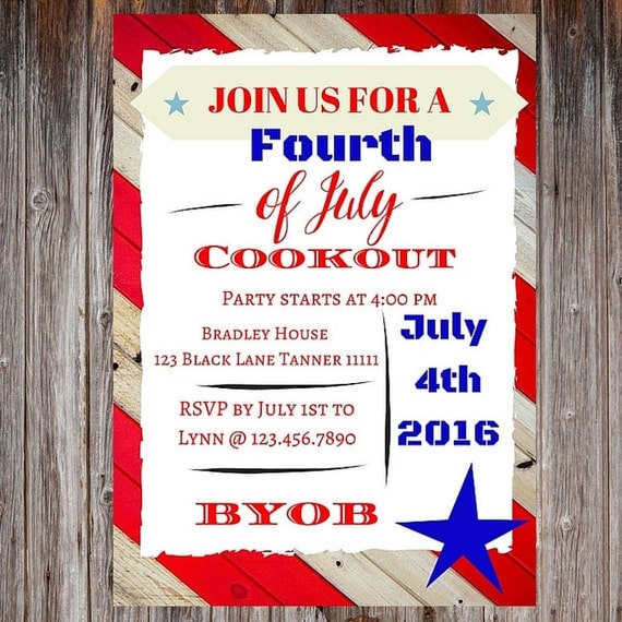 4th of july invitation 4th of July BBQ 4th of by LanierPrintables