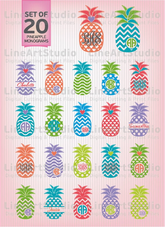 Download Monogram SVG Chevron Pineapple Svg Files SVG by LineArtStudio