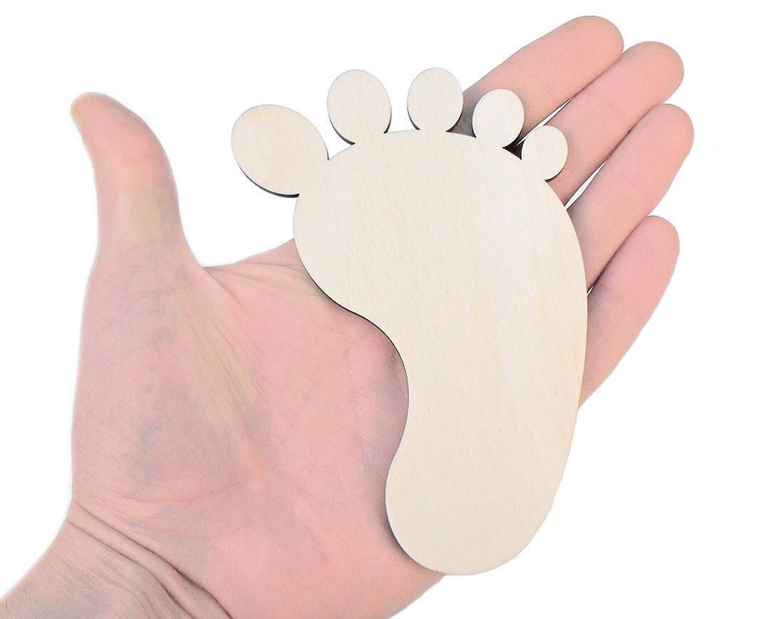 5 Wooden Baby Feet Shape Ornaments Craft Decoration Gift