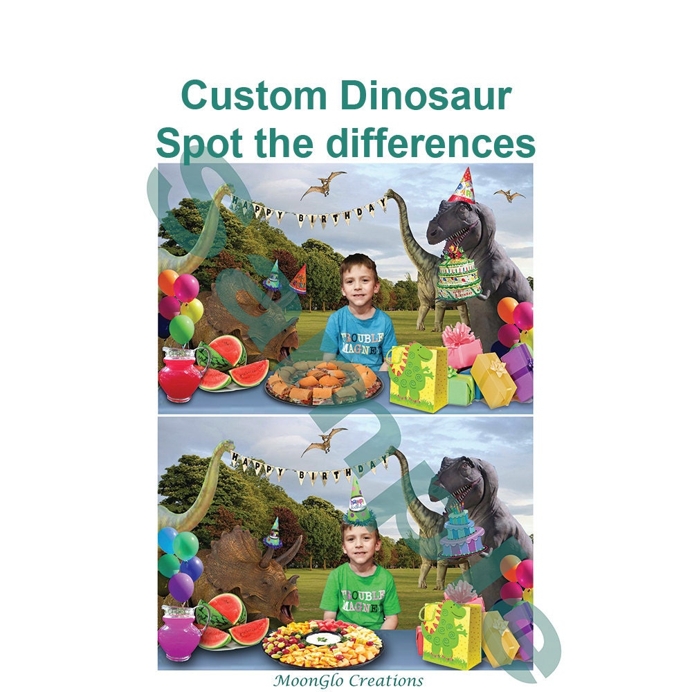 Dinosaur Custom Spot the differences party game