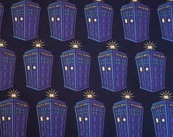 Doctor Who Fabric, Yardage or Fat Quarters, FQ, Dr Who Fabric, Tardis Fabric, BBC, Police Public Call Box, Dr Who Tardis, Hard to Find