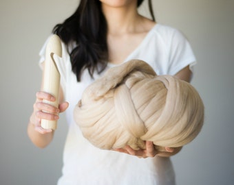 Extreme Yarn Neutral Shades Cafe Au Lait, Giant Super Bulky Chunky Yarn, Big Stitch Merino Wool, 1-2 week turnaround