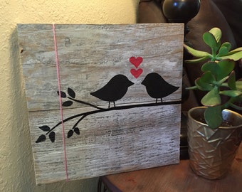 Love birds wood sign