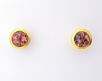 Studs • tourmaline • gold • buff top cut • 18 K Yellow Gold