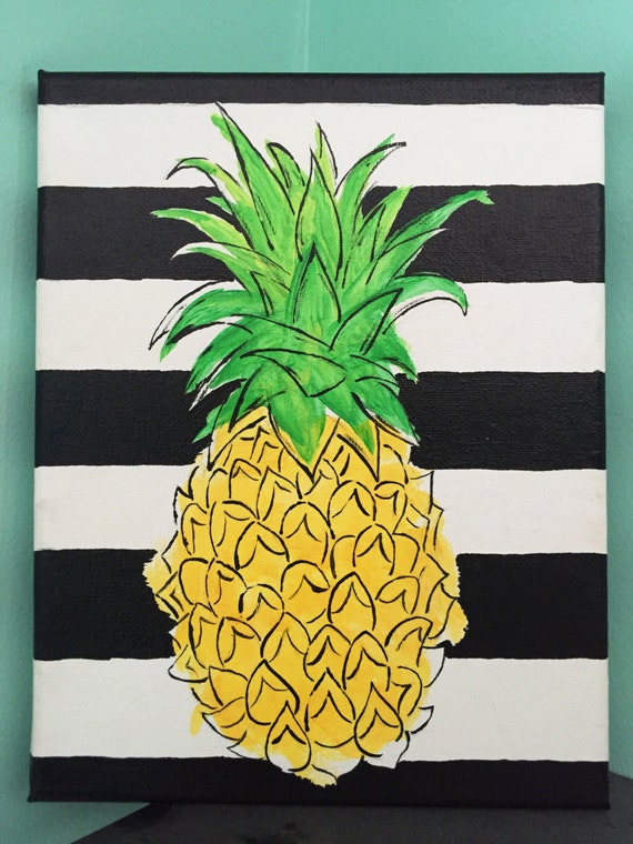 Pineapple Canvas Painting 8x10 by joyandhannah on Etsy