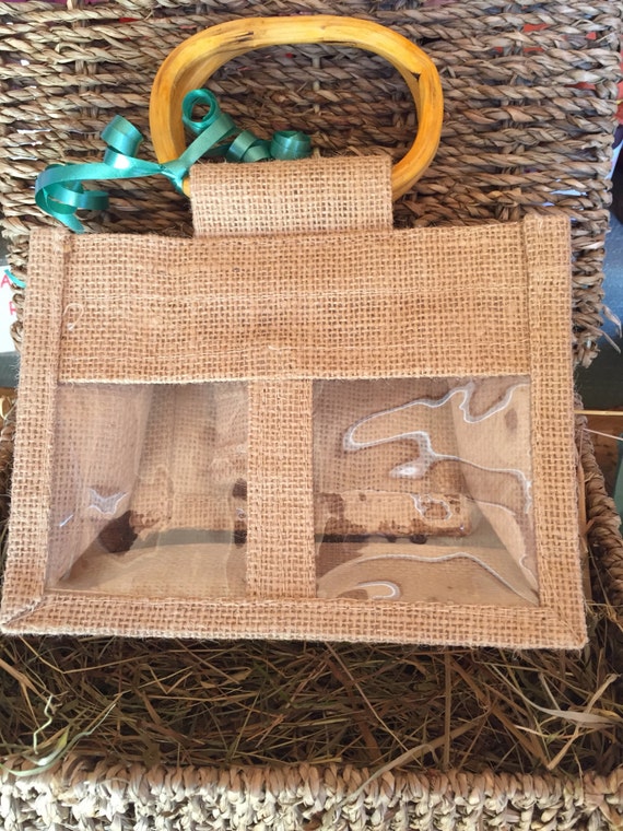 Jute Window Gift Bag Gift Bag Double Window Wedding Favor