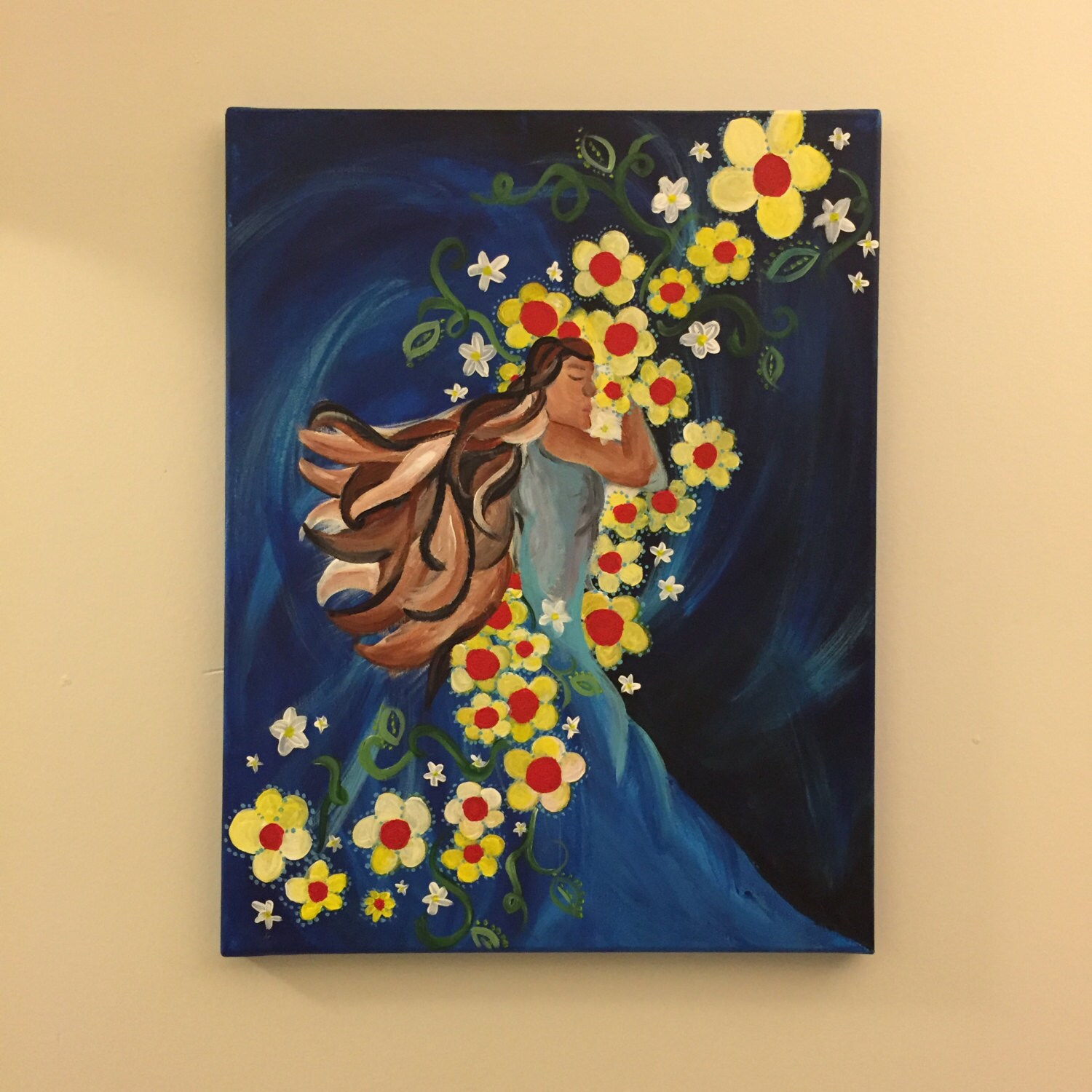 Flower Bed painting by TheFluffyYeti on Etsy