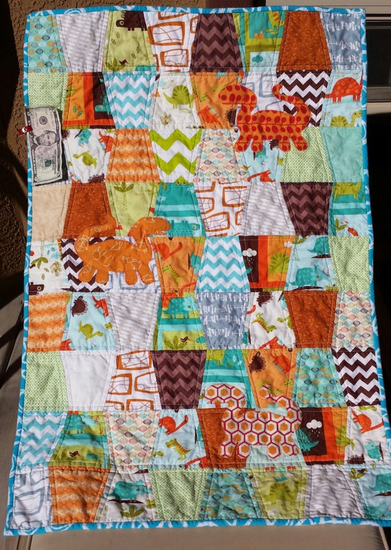 Gender Neutral Baby Blanket Modern Baby Quilt Handmade with