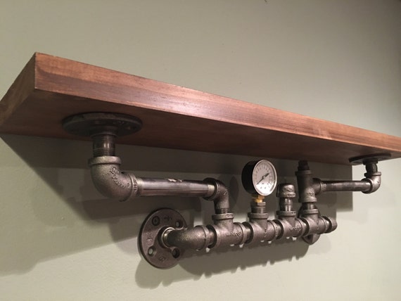 30" Shelf made from Reclaimed Wood and Industrial Pipe Industrial chic Steampunk inspired by HamptonIndustrial steampunk buy now online