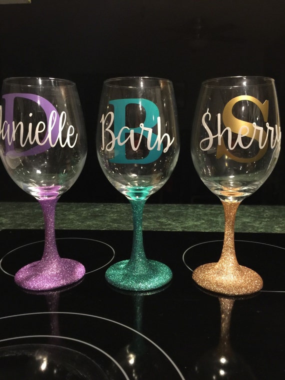 Glitter-Stem Wine Glass by CCbyChelsea on Etsy