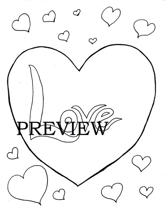 Download Printable Hearts Easy Coloring Pages for Adults