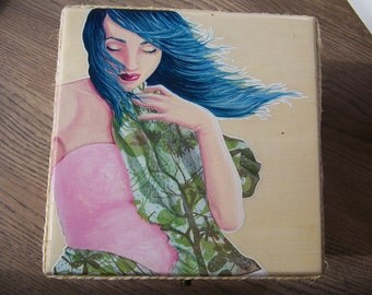 Box decorated, hand-painted maternity gift