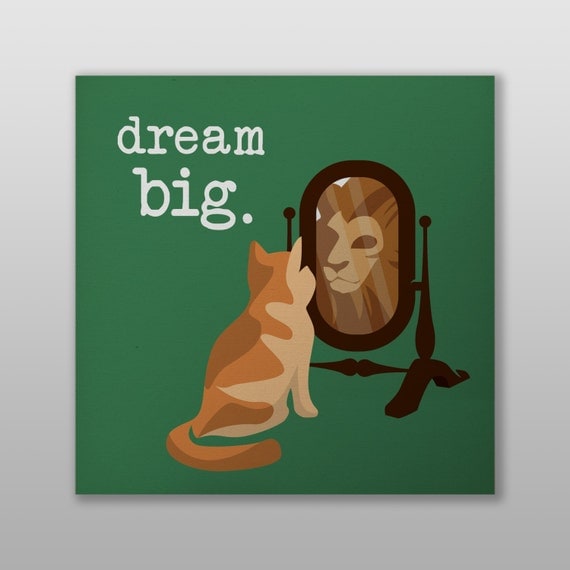 Dream Big Cat Canvas Cat Print Cat Wall Decor