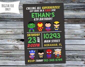 Superhero Invitation / Superhero Birthday Invitation (Personalized) Digital Printable File