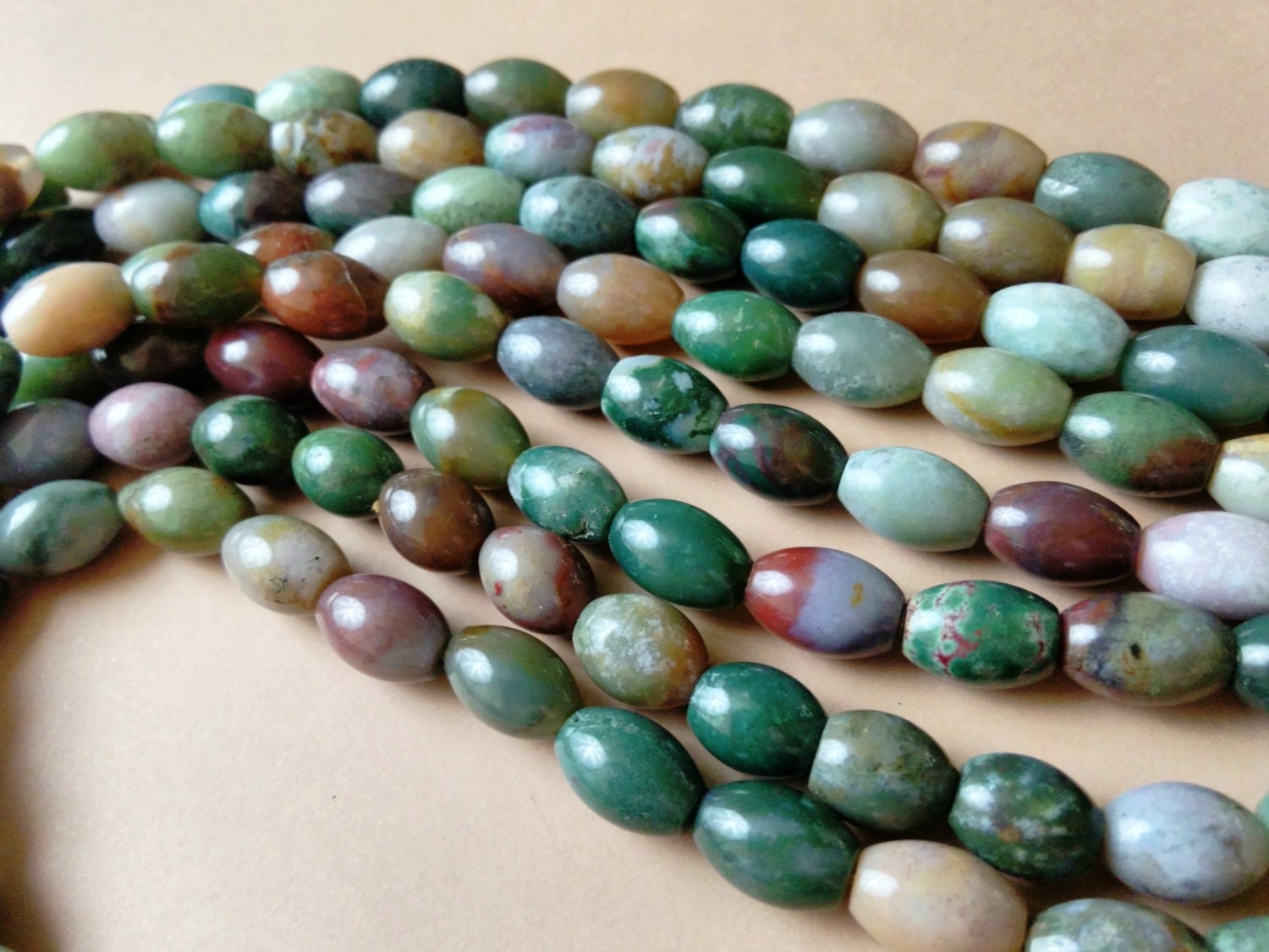Fancy Jasper Oval Beads 14mm x 10mm Gemstone Beads Jewelry