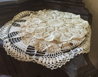 Vintage Doily Set of 3 - Shabby Chic