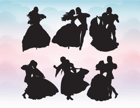 Princess with Prince dancing Cameo Silhouette Cutting File Set