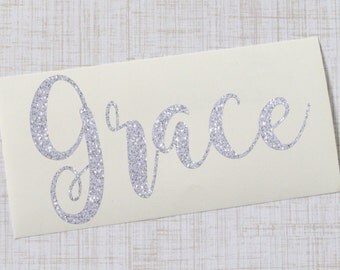 Custom Name Glitter Vinyl Decal, Monogram Sticker