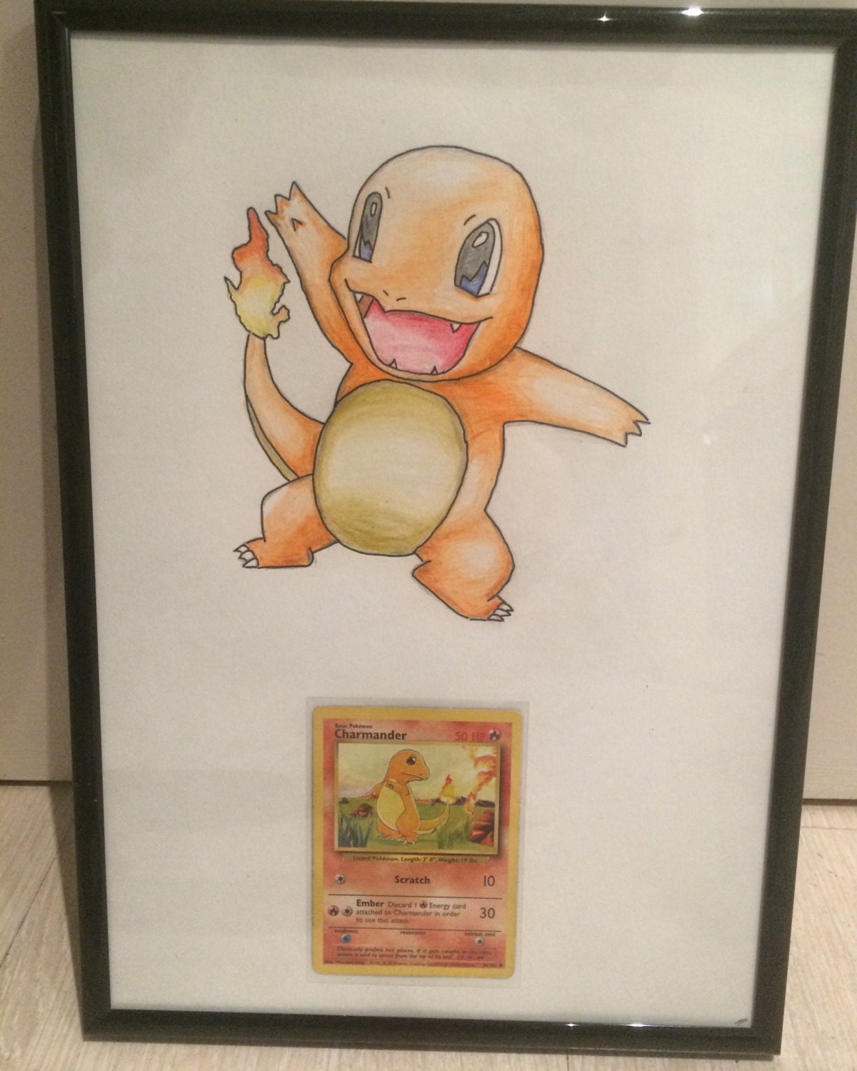 Framed Charmander Pokemon Card & Original Art by MrCardsUK on Etsy