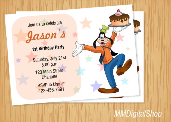 Goofy Birthday Invitation Printable by MMDigitalShop on Etsy