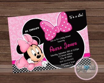 Minnie Mouse Baby Shower Invitation, Minnie Mouse Baby Shower, Baby Minnie Mouse Invitation, Minnie Mouse Invitation, Digital File.