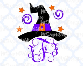 Witch with Swirls Monogram Frame SVG,EPS,PNG,Studio