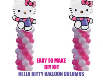Hello Kitty Birthday Balloons, Hello Kitty Party Decorations, DIY KIT easy to assemble, Hello Kitty Balloon Column Decorations, Baby Shower