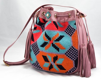 Luxury Mochila Bags with Leather - Paris- Pink