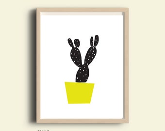 Printable wall art, wall art, download wall art, wall art print, wall art poster, black and white wall art, yellow, illustartion wall art