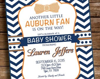 Auburn Football Baby Shower Invitation Birthday Party - Printed and Printable